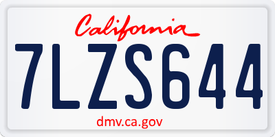 CA license plate 7LZS644
