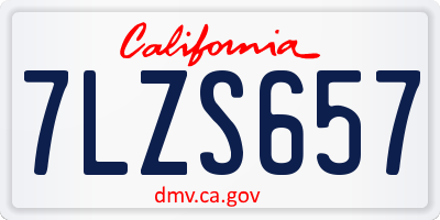 CA license plate 7LZS657