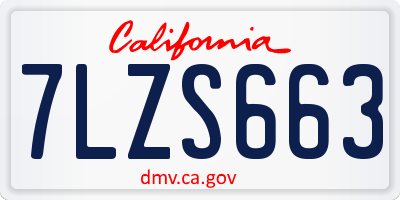 CA license plate 7LZS663