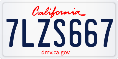 CA license plate 7LZS667