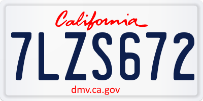CA license plate 7LZS672