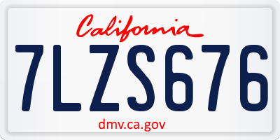 CA license plate 7LZS676