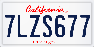 CA license plate 7LZS677