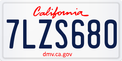 CA license plate 7LZS680