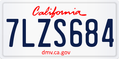 CA license plate 7LZS684