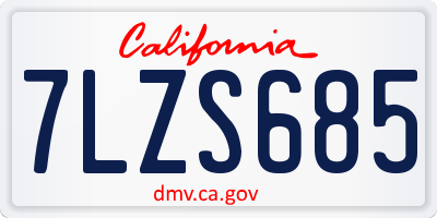 CA license plate 7LZS685