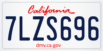 CA license plate 7LZS696