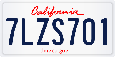 CA license plate 7LZS701