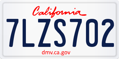 CA license plate 7LZS702