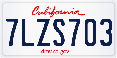 CA license plate 7LZS703