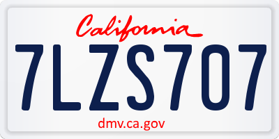 CA license plate 7LZS707