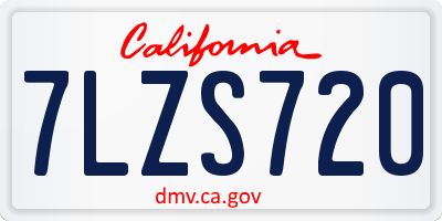 CA license plate 7LZS720
