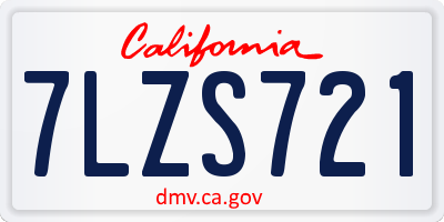 CA license plate 7LZS721