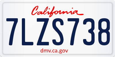 CA license plate 7LZS738