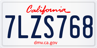 CA license plate 7LZS768