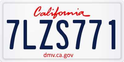 CA license plate 7LZS771
