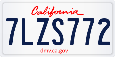 CA license plate 7LZS772