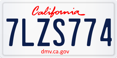 CA license plate 7LZS774