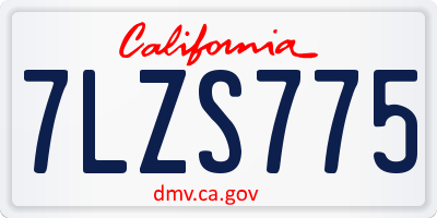 CA license plate 7LZS775