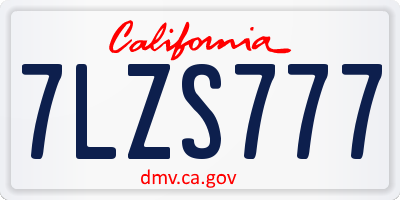 CA license plate 7LZS777