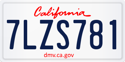 CA license plate 7LZS781
