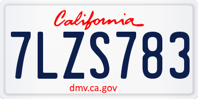 CA license plate 7LZS783