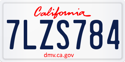CA license plate 7LZS784