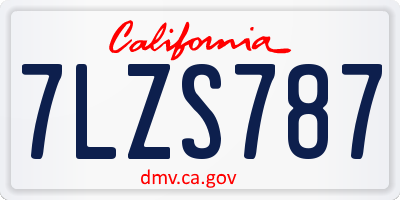 CA license plate 7LZS787