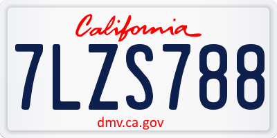 CA license plate 7LZS788