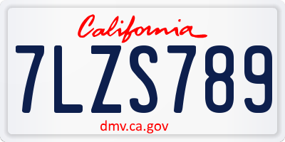 CA license plate 7LZS789