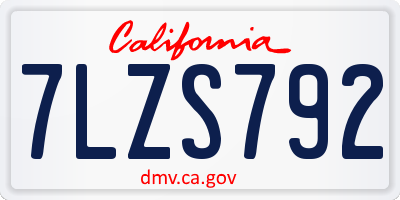 CA license plate 7LZS792