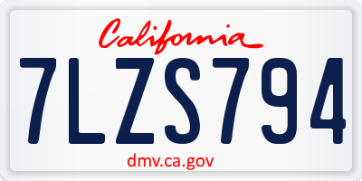 CA license plate 7LZS794