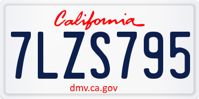 CA license plate 7LZS795