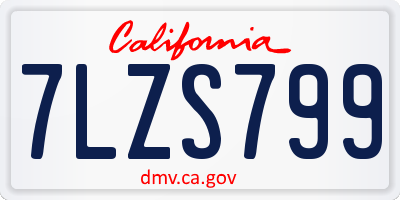 CA license plate 7LZS799