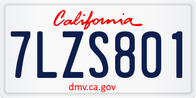 CA license plate 7LZS801