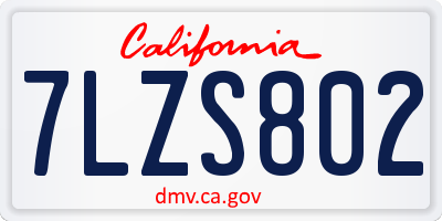 CA license plate 7LZS802