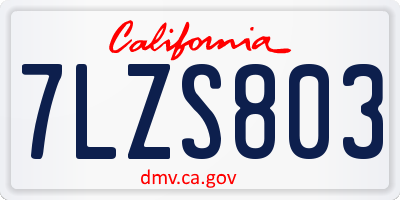 CA license plate 7LZS803
