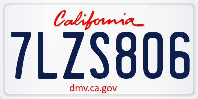 CA license plate 7LZS806