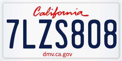 CA license plate 7LZS808