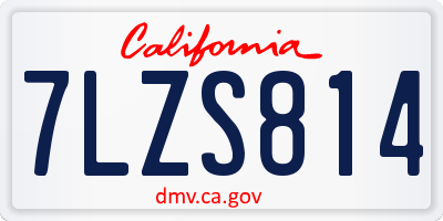 CA license plate 7LZS814