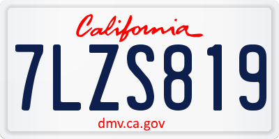 CA license plate 7LZS819