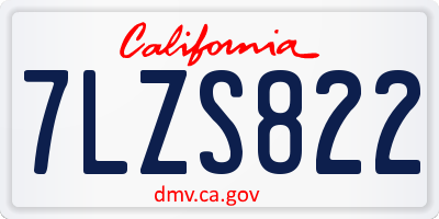 CA license plate 7LZS822