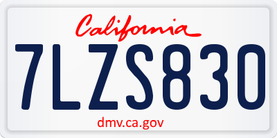 CA license plate 7LZS830