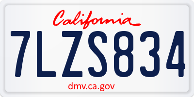 CA license plate 7LZS834
