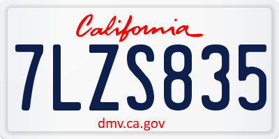CA license plate 7LZS835