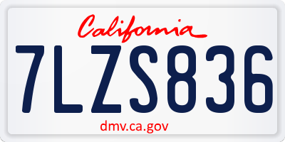CA license plate 7LZS836
