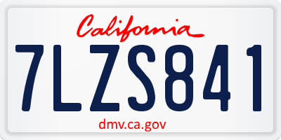 CA license plate 7LZS841