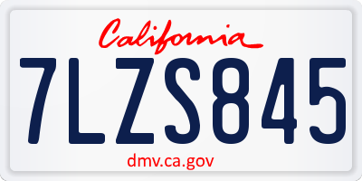 CA license plate 7LZS845