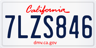 CA license plate 7LZS846