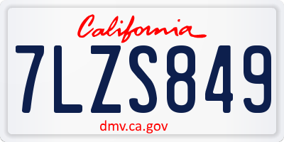 CA license plate 7LZS849